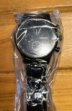 “ Reduced “ Mreurio Black on Black With White Needle, Black Stainless steel Band